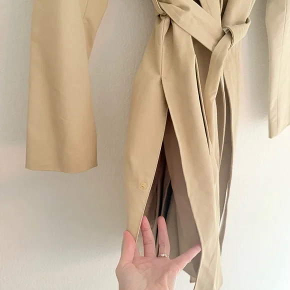Cuyana Original Classic Belted Khaki Trench Coat Sz S / M Made in Italy - Picture 9 of 14